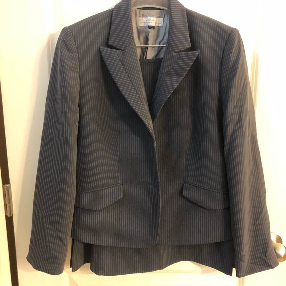Gray Pinstripe Skirt Suit by Tahari